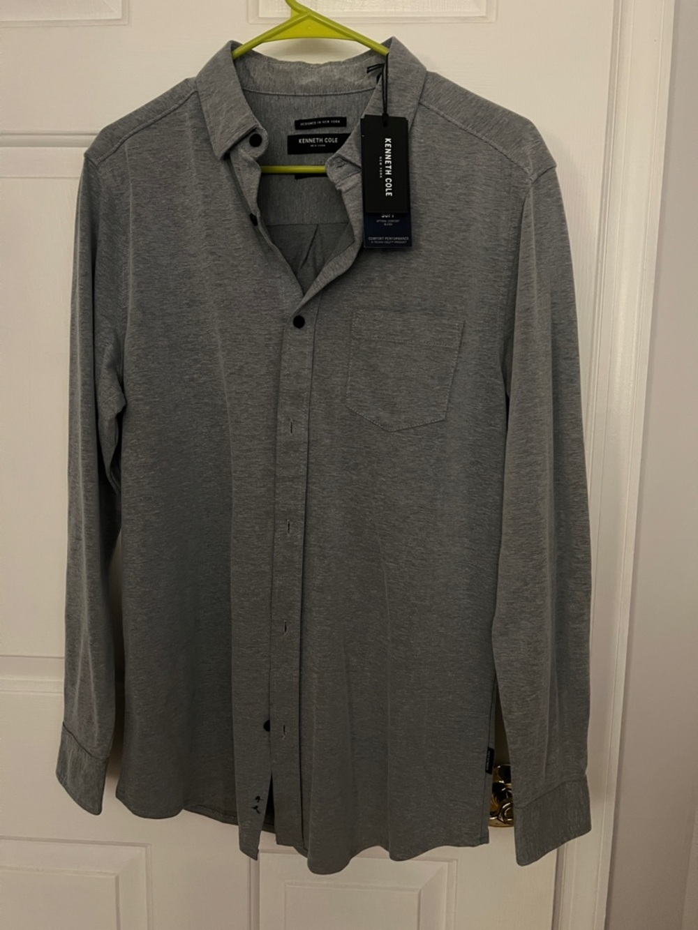 Kenneth Cole Men's Grey Long Sleeve Casual Button-Down Shirt M